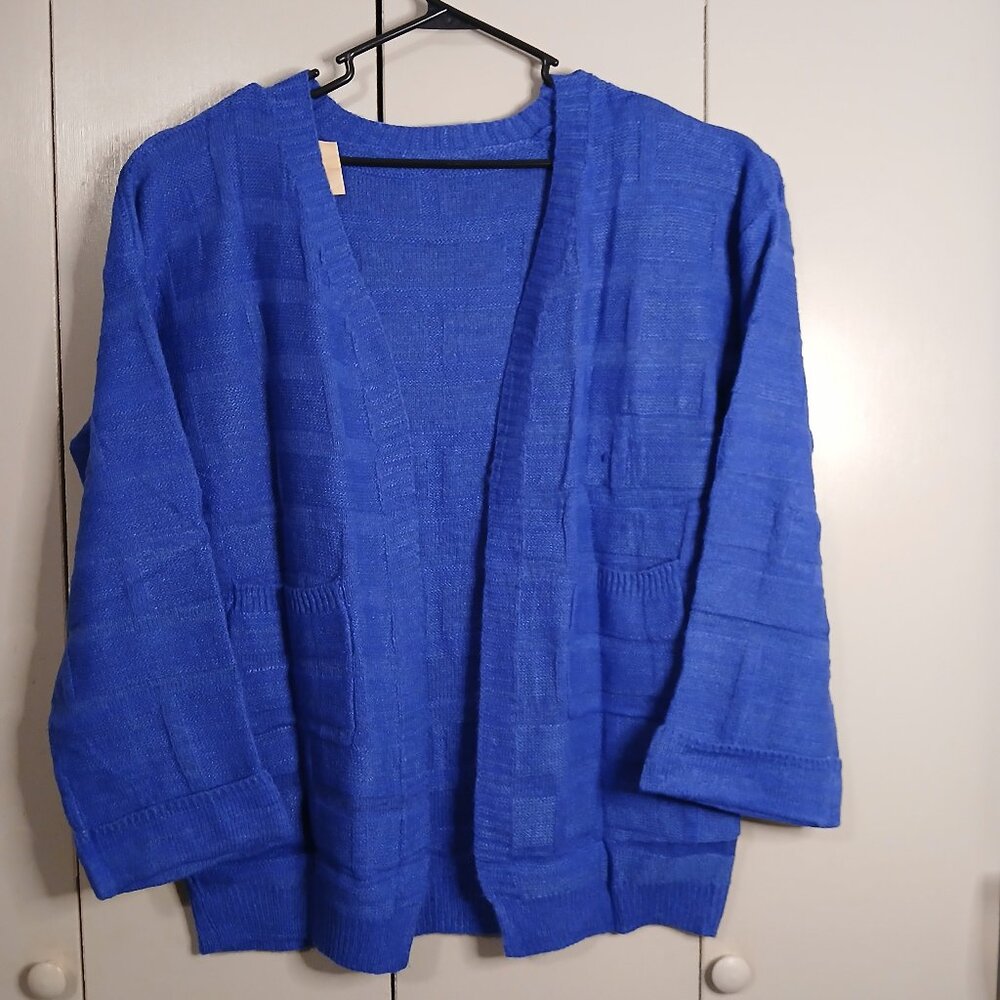 SHEWIN Women's Blue XL Cardigans Open Front Oversized Sweaters (0649P1)
